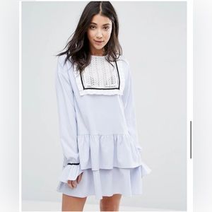English Factory Bib Front Ruffle Dress
